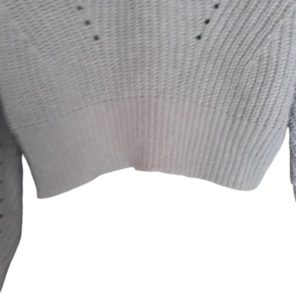ECO by Design Women's Gray Soft Cable Knit Crop Sweater Size M - Picture 4 of 10